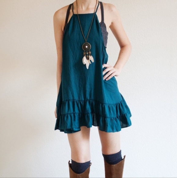 Free People Raven Slip Dress Teal Sz: X-Small - Picture 7 of 16